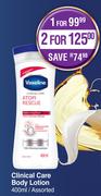 Vaseline Clinical Care Body Lotion Assorted-For 2 x 400ml