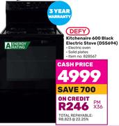Defy Kitchenaire 600 Black Electric Stove DSS694
