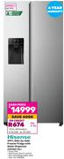 Hisense 499Ltr Side-By-Side Freezer Fridge With Water Dispenser H690SS-IDL