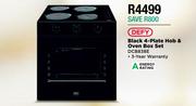 Defy Black 4 Plate Hob & Oven Box Set DCB838E