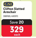 GSI Clifton Slatted Arm Chair