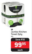 M Jumbo Kitchen Towel 2 Ply-4's Each