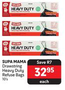 Supa Mama Drawstring Heavy Duty Refuse Bags-10's Each