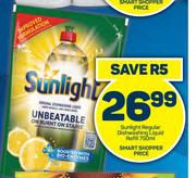 Sunlight Regular Dishwashing Liquid Refill-750ml