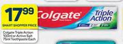 Colgate Triple Action 100ml Active Salt 75ml Toothpaste-Each
