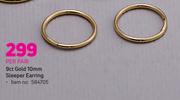 9ct Gold 10mm Sleeper Earring-Per Pair