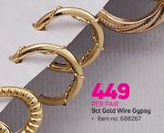 9ct Gold Wire Gypsy-Per Pair