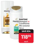 Pantene Shampoo Or Conditioner (All Variants)-750ml Each