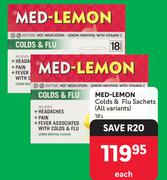 Med-Lemon Colds & Flu Sachets (All Variants)-18's Each
