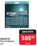 Gillette Mach3 Blades-20's Each