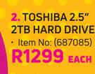 Toshiba 2.5" 2TB Hard Drive-Each