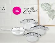 Zellini 8-Piece Stainless Steel Cookware Set-Per Set 