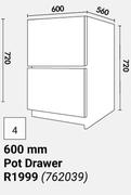 Home & Kitchen 600mm Pot Drawer Floor Units (762039)