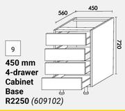 Home & Kitchen 450mm 4 Drawer Cabinet Base Floor Units (609102)