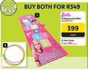 Barbie Hopscotch Mat + Barbie Hula Hoop-Both For