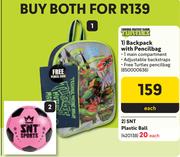 Turtles Backpack With Pencil Bag + SNT Plastic Ball-Both For 