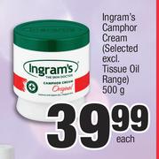 Ingram's Camphor Cream (Selected Excl.Tissue Oil Range)-500g Each