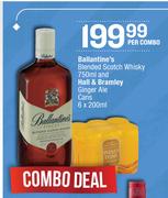 Ballantine's Blended Scotch Whisky 750ml & Hall & Bramley Ginger Ale Cans 6 x 200ml-Per Combo
