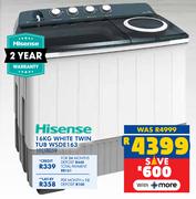 Hisense 16Kg White Twin Tub WSDE 163