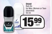 Shield Roll On For Men, Women Or Teen Assorted-50ml Each