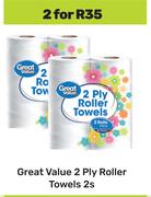 Great Value 2 Ply Roller Towels-For 2 x 2s Pack