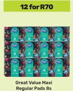 Great Value Maxi Regular Pads (8's Pack)-For 12