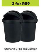 Otima 12Ltr Flip Top Dustbin-For 2 