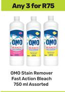 Omo Stain Remover Fast Action Bleach Assorted-For Any 3 x 750ml