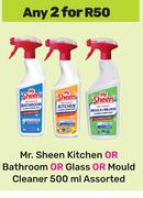 Mr. Sheen kitchen or Bathroom Or Glass Or Mould Cleaner Assorted-For Any 2 x 500ml