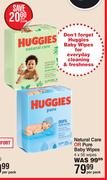 Huggies Natural Care Or Pure Baby Wipes 4 x 56 Wopes-Per Pack