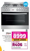 Univa 5 Burner Gas Stove Electric Oven 