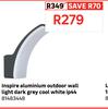 Inspire Aluminium Outdoor Wall Light Dark Grey Cool White IP44 81483448
