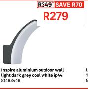 Inspire Aluminium Outdoor Wall Light Dark Grey Cool White IP44 81483448