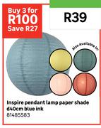 Inspire Pendant Lamp Paper Shade D40cm Blue Ink 81485583