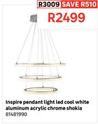 Inspire Pendant Light LED Cool White Aluminium Acrylic Chrome Shokia 81481990