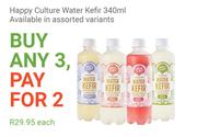 Happy Culture Water Kefir-3 x 340ml Each