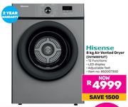 Hisense 8Kg Air Vented Dryer DV1W801UT