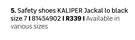 Kaliper Jackal To Black Safety Shoes Size 7 81454902