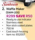 Sunbeam Waffle Maker SWM-200
