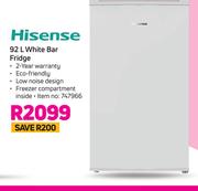 Hisense 92 Ltr White Bar Fridge