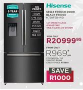 Hisense 536LT French Door Black Fridge H720FSB-WD