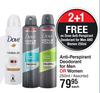 Dove Anti Perspirant Deodorant For Men Or Women Assorted-250ml Each