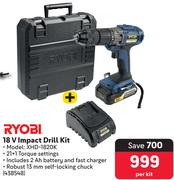 Ryobi 18V Impact Drill Kit XHD-1820K-Per Kit