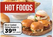 Rib Or Crumbed Chicken Burgers-2 Per Pack