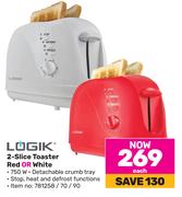 Logik 2-Slice Toaster (Red Or White)-Each