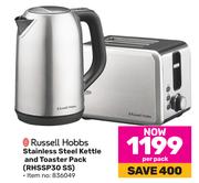Russell Hobbs Stainless Steel Kettle And Toaster Pack RHSSP30 SS-Per Pack.