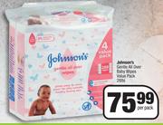 Johnson's Gentle All Over Baby Wipes Value pack-288s Per Pack
