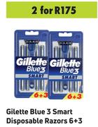 Gillette Blue 3 Smart Disposable Razors 6+3-For 2