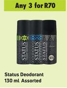 Status Deodorant Assorted-For 3 x 130ml