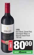 1659 Red Blend,Sweet Red,Sauv Blanc Or Natural Sweet Rose-For 2 x 750ml